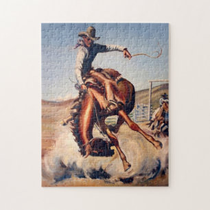 “Bucking Bronco” Westerse kunst van Will James Legpuzzel