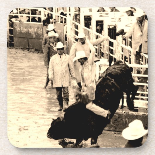 Bucking Bull Rodeo Rider Afbeelding Bier Onderzetter (Voorkant)