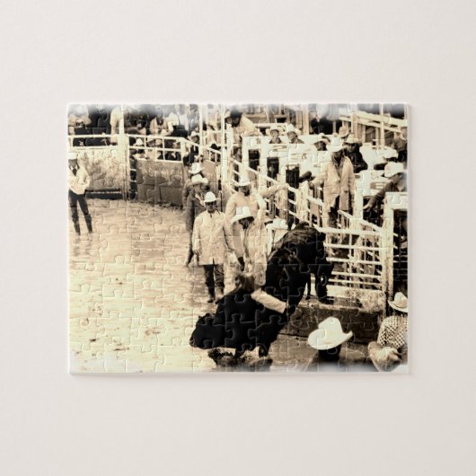 Bucking Bull Rodeo Rider Afbeelding Legpuzzel (Horizontaal)
