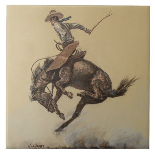"Bucking Horse" Westerne kunst van Will James Tegeltje