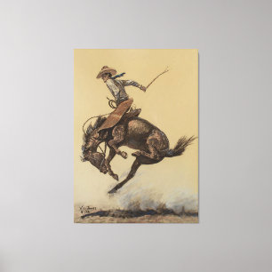 “Bucking Horse” Westerse kunst van Will James Canvas Afdruk