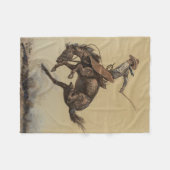 “Bucking Horse” Westerse kunst van Will James Fleece Deken (Voorkant (Horizontaal))