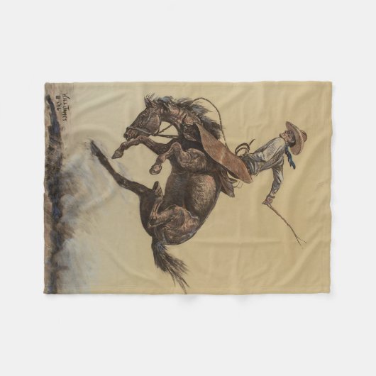 “Bucking Horse” Westerse kunst van Will James Fleece Deken (Voorkant (Horizontaal))
