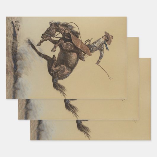 “Bucking Horse” Westerse kunst van Will James Inpakpapier Vel (Set)