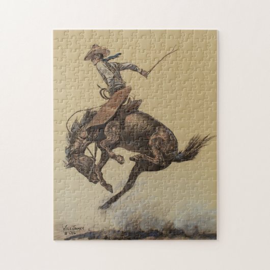 “Bucking Horse” Westerse kunst van Will James Legpuzzel (Verticaal)