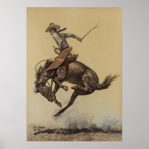 “Bucking Horse” Westerse kunst van Will James Poster