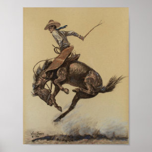 “Bucking Horse” Westerse kunst van Will James Poster