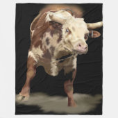 Bucking Rodeo Bull Fleece Deken (Voorkant)