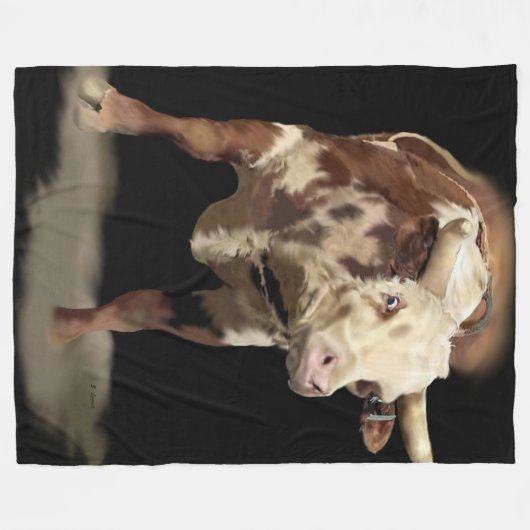 Bucking Rodeo Bull Fleece Deken (Voorkant (Horizontaal))