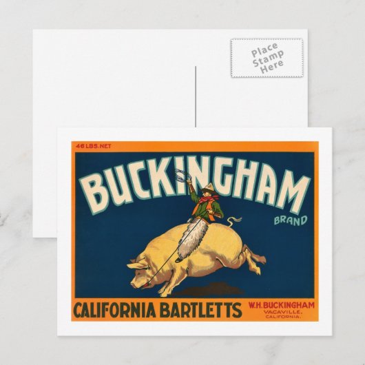 Buckingham Bartlett Apples - krateletiket Briefkaart (Voorkant / Achterkant)