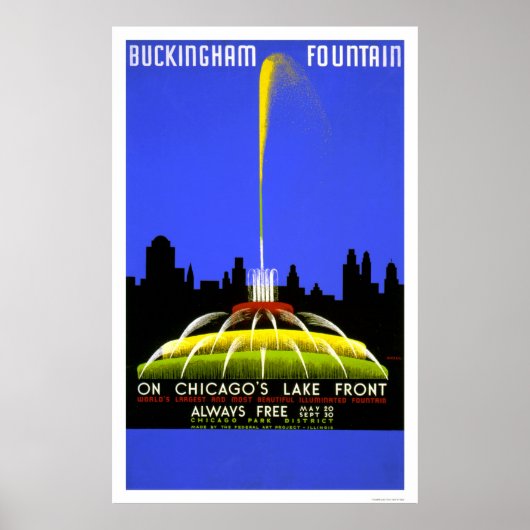Buckingham Fountain 1939 WPA Poster (Voorkant)