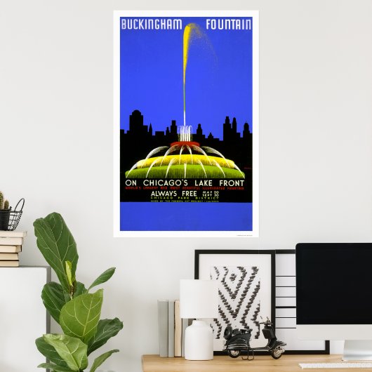 Buckingham Fountain 1939 WPA Poster (Thuiskantoor)