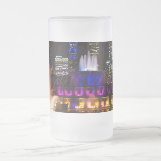 Buckingham Fountain Chicago Frosted Glass Mok (Center)