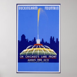 Buckingham Fountain Chicago Vintage Poster