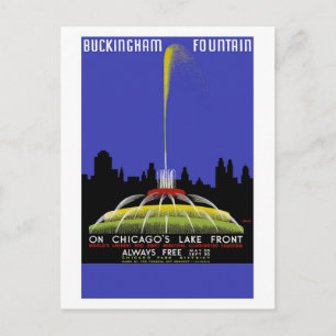 "Buckingham Fountain, Chicago" Vintage Travel Briefkaart