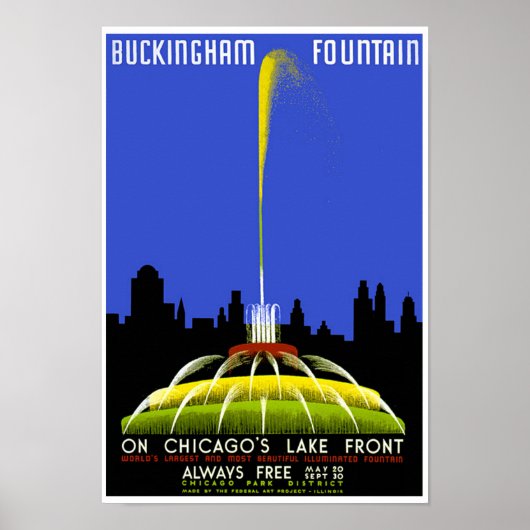 Buckingham Fountain Chicago  WPA-Poster Poster (Voorkant)