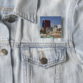 Buckingham Fountain in Grant Park, Vierkante Button 5,1 Cm (In situ)
