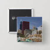 Buckingham Fountain in Grant Park, Vierkante Button 5,1 Cm (Voorkant /achterkant)