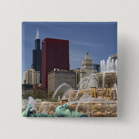 Buckingham Fountain in Grant Park, Vierkante Button 5,1 Cm (Voorkant)