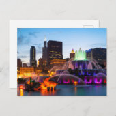 Buckingham Fountain Lit bij nacht Briefkaart (Voorkant / Achterkant)