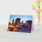 Buckingham Fountain Lit bij nacht Kaart (Gele Bloem)