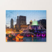 Buckingham Fountain Lit bij nacht Legpuzzel (Horizontaal)