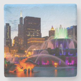 Buckingham Fountain Lit bij nacht Stenen Onderzetter