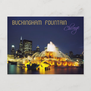 Buckingham Fountain verlicht, Chicago Briefkaart