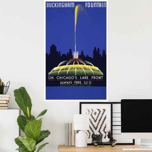 Buckingham Fountain  WPA-Poster Poster (Thuiskantoor)