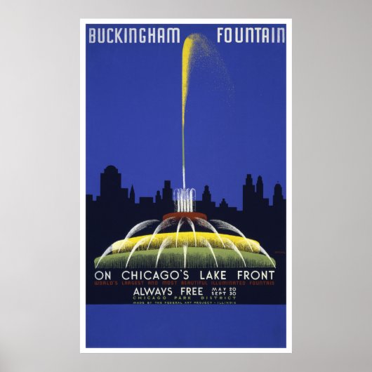 Buckingham Fountain WPA-Poster Poster (Voorkant)
