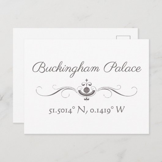 Buckingham Palace Latitude en Lengtegraad Briefkaart (Voorkant / Achterkant)