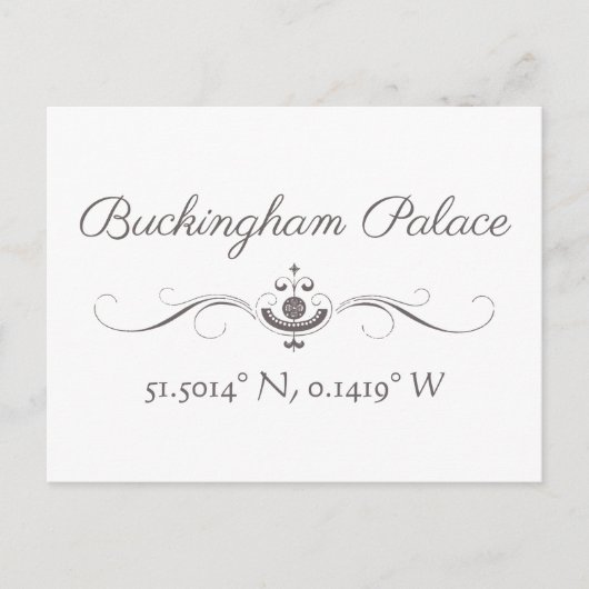 Buckingham Palace Latitude en Lengtegraad Briefkaart (Voorkant)