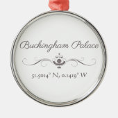 Buckingham Palace Latitude en Lengtegraad Metalen Ornament (Voorkant)
