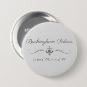 Buckingham Palace Latitude en Lengtegraad Ronde Button 7,6 Cm (Voorkant /achterkant)
