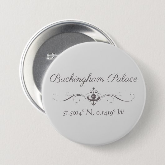 Buckingham Palace Latitude en Lengtegraad Ronde Button 7,6 Cm (Voorkant /achterkant)