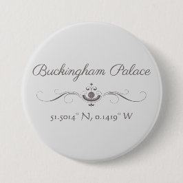 Buckingham Palace Latitude en Lengtegraad Ronde Button 7,6 Cm