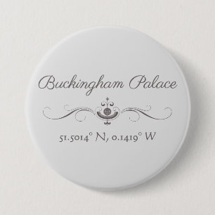 Buckingham Palace Latitude en Lengtegraad Ronde Button 7,6 Cm