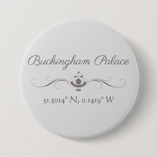 Buckingham Palace Latitude en Lengtegraad Ronde Button 7,6 Cm (Voorkant)