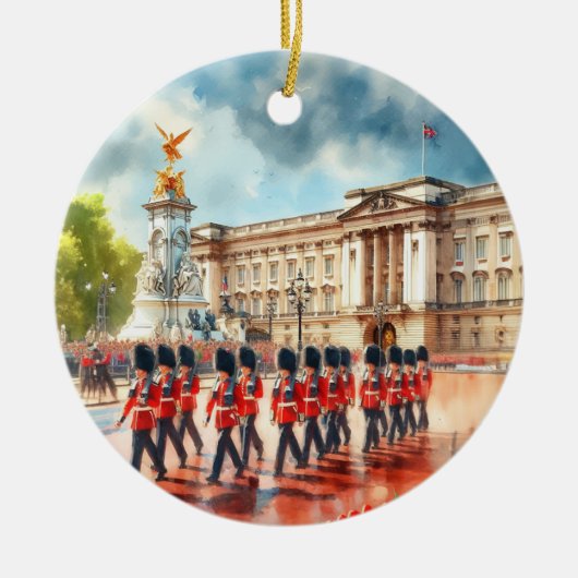Buckingham Palace Londen Waterverf Keramisch Ornament (Voorkant)