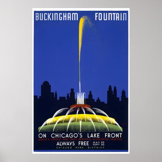Buckinghamfontein - Chicago Reisposter Poster (Voorkant)