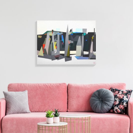 Buckland Beach Yachts - Stretched Canvas Art Print (Insitu (Woonkamer))