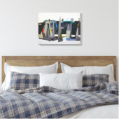 Buckland Beach Yachts - Stretched Canvas Art Print (Insitu (Slaapkamer))