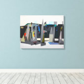 Buckland Beach Yachts - Stretched Canvas Art Print (Insitu (Houten vloer))