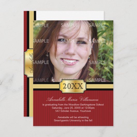 Buckle Band Afstuderen aankondiging Briefkaart (Voorkant / Achterkant)