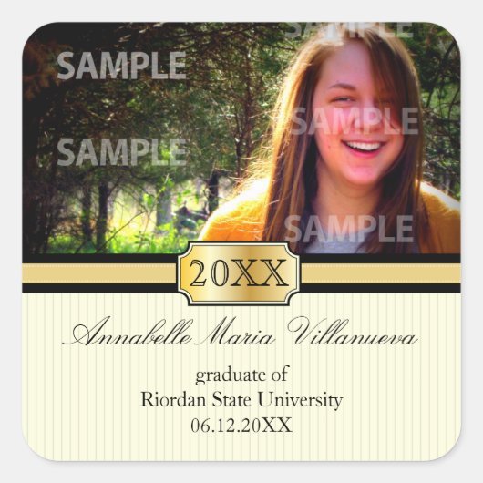 Buckle Band Afstuderen Aankondiging Sticker (Voorkant)