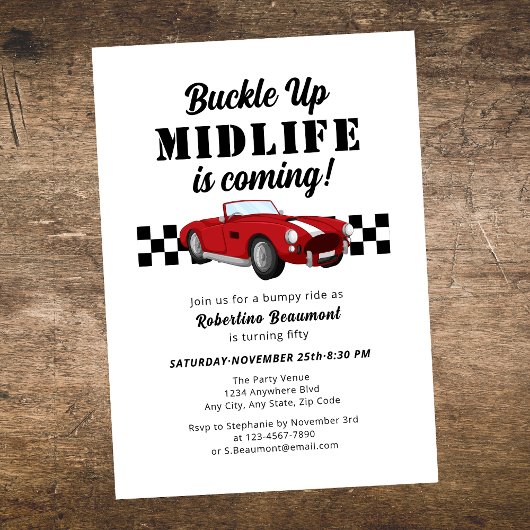 Buckle Up Funny Midlife Car 50th Birthday Kaart