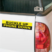 Buckle Up / Phone Down Zwart en Geel Bumpersticker (Op Truck)