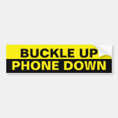 Buckle Up / Phone Down Zwart en Geel Bumpersticker (Voorkant)
