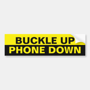 Buckle Up / Phone Down Zwart en Geel Bumpersticker
