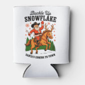 Buckle Up Snowflake Rodeo Cowboy Santa Christmas Blikjeskoeler (Voorkant)